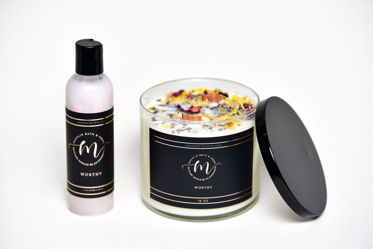 Healing Energy Collection Candle & Bubble Bath - Worthy
