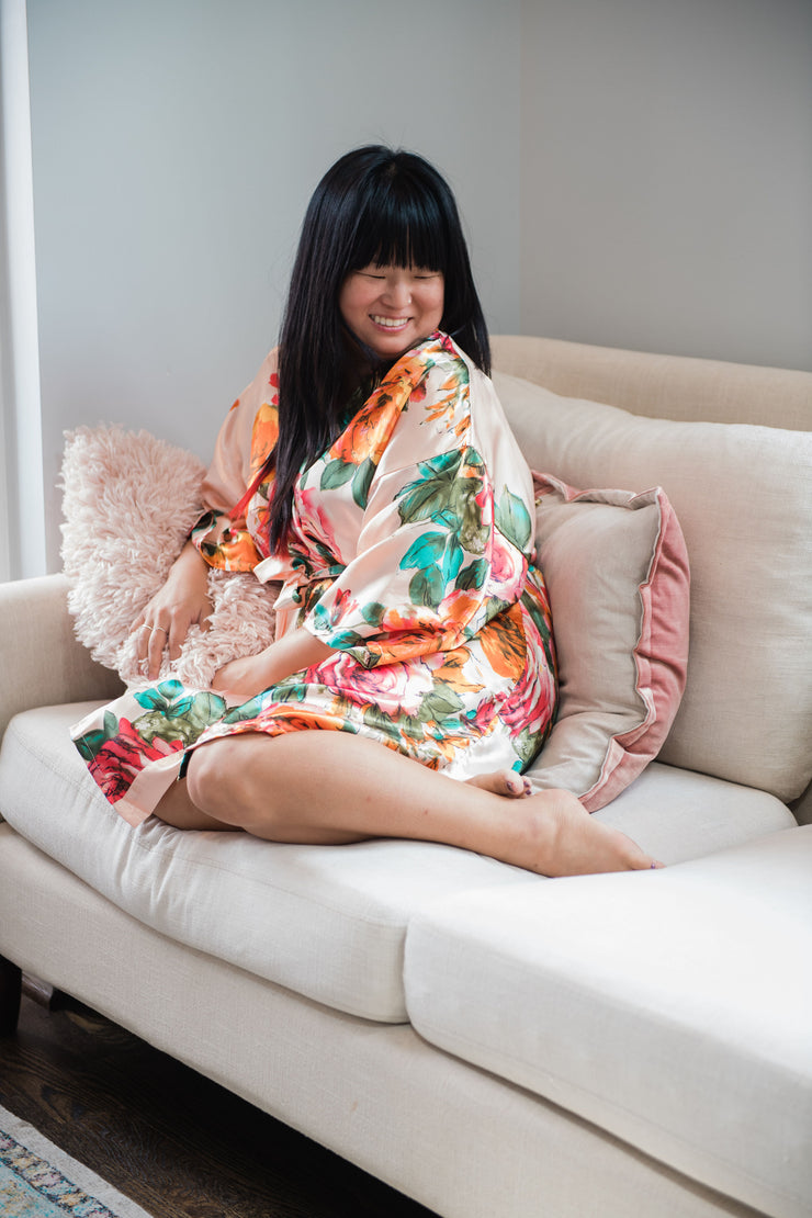 Floral Satin Robe