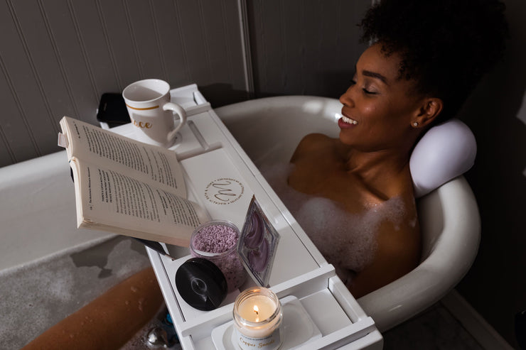 Bamboo Tray and Bath Pillow Combo